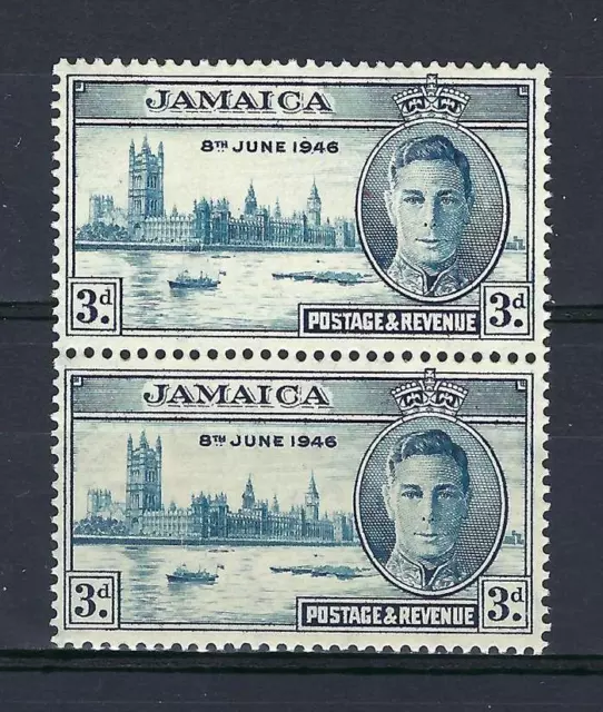 Jamaica 1946 Sc# 137 perf 13.5x14 George Peace issue pair MNH CV $10