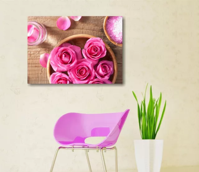 Zen fiori benessere 1 QUADRO SU TELA 70x50 cm ROSE ARREDO BAGNO CENTRO ESTETICO 2