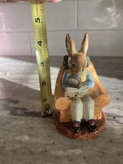 Royal Doulton Bunnykins Figurine - Seated Bunny Reading  Signed by Artist - 1986