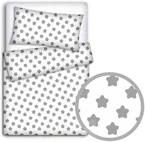 Set biancheria da letto bambino federa + copripiumone 2 pezzi per adattarsi culla bambino grande stelle grigie su