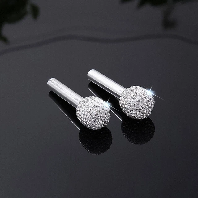 White One Pair For Auto Car SUV Rhinestone Interior Door Lock Knob Pins Handles