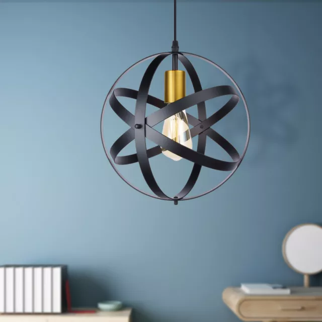Retro Pendant Light Plug-in with Switch Black Hanging Lamp Ceiling Fixture ETL