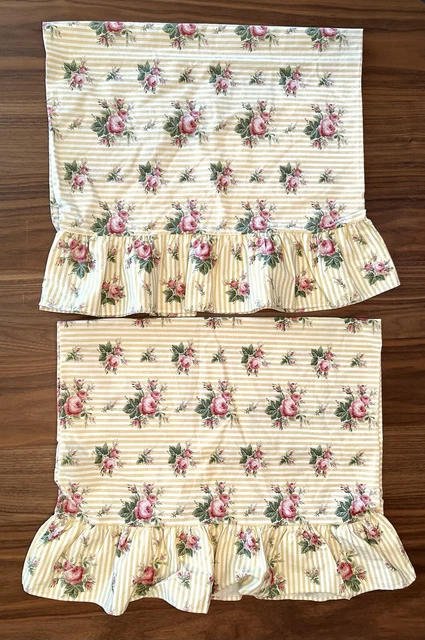 2 fundas de almohada estándar Ralph Lauren Sophie a rayas con volantes EE. UU.