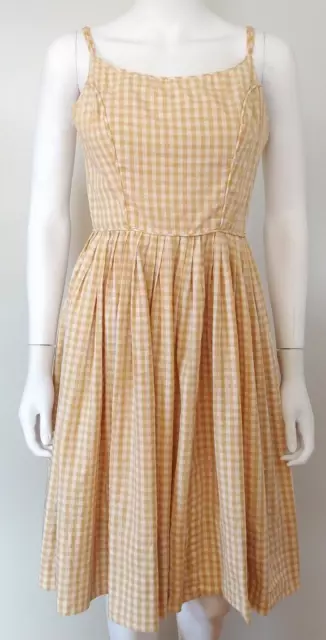 40s 50s Vintage Gingham Retro Prairie Fit Flare Rockabilly Preppy sun dress XS