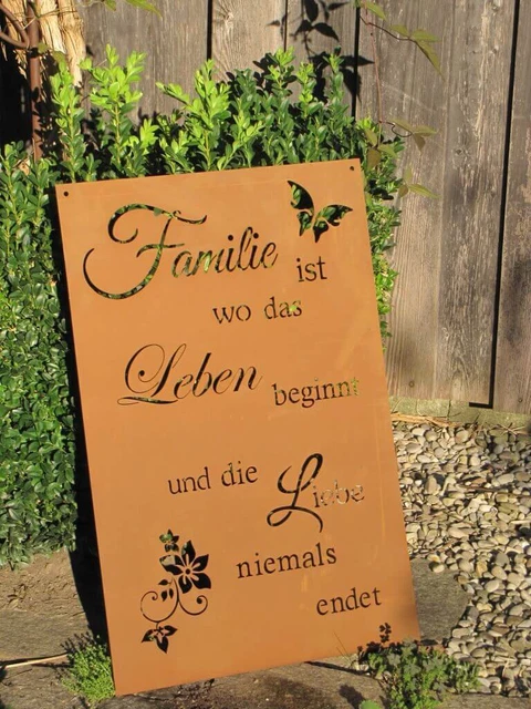 EDELROST SPRUCHSCHILD FAMILIELEBENLIEBE Wandtafel Metallschild