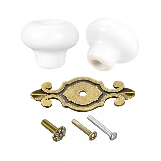 32x26mm Vintage Ceramic Drawer Knobs Pulls for Dresser Bronze/White 4Pcs