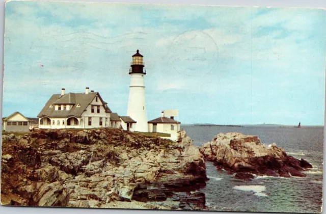 Portland Head Light Lighthouse Portland Maine ME Postcard PM Auburn Cancel WOB