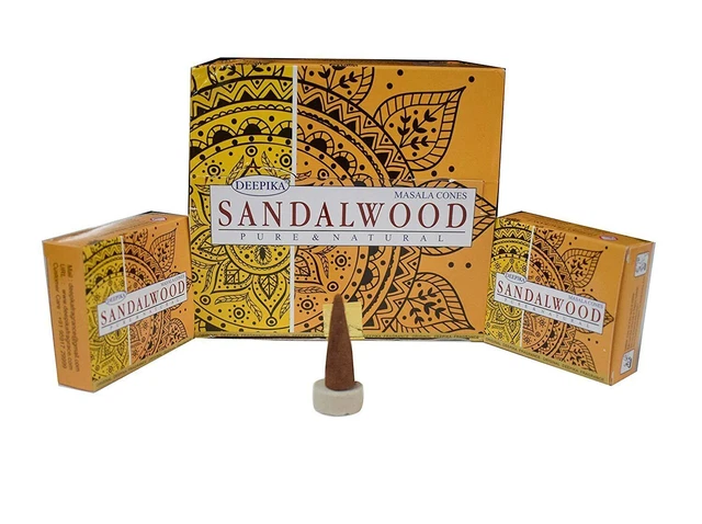 Deepika Sandalwood Fragrance Temple Incense Dhoop Cones Pack of 12