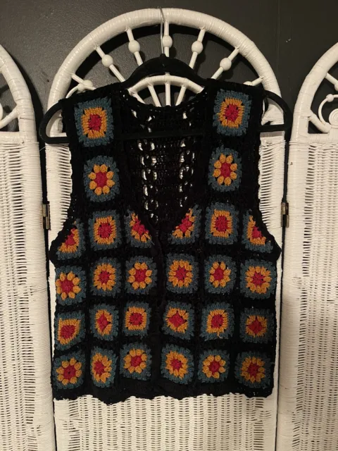 Vintage Granny Square Crochet Vest