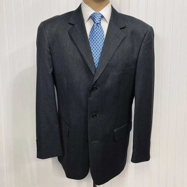 PROFILO UOMO BLAZER Mens 40 Sport Coat Charcoal Silver 3 Button
