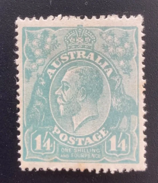 Australia 1914 KGV Heads Single Watermark 1/4d Turquoise - Mint Hinged