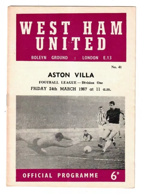 West Ham United v Aston Villa - 1966-67 Division One - Football Programme