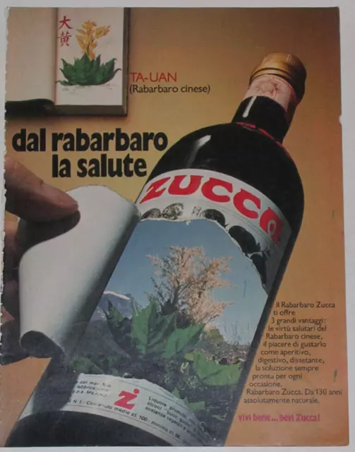 Advert Pubblicità 1978 RABARBARO ZUCCA