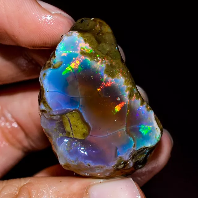 Flashy Naturel Éthiopien Brut opal rough Welofire black opal Cristal Gemme 114CT 2