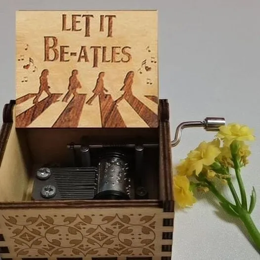 LET IT BE-ATLES Laser Engraved Beatles Retro Mini Wood Carved Music Box. --Intri