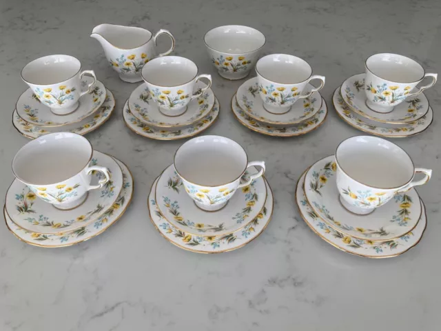 Colclough Angela Bone China Tea Cups & Saucers Plates Milk Jug & Sugar Bowl