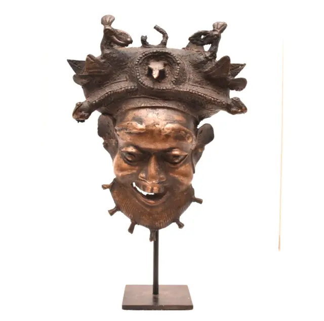 Antique Bamun  Bronze Mask AMAZING Cameroon African Tribal Art