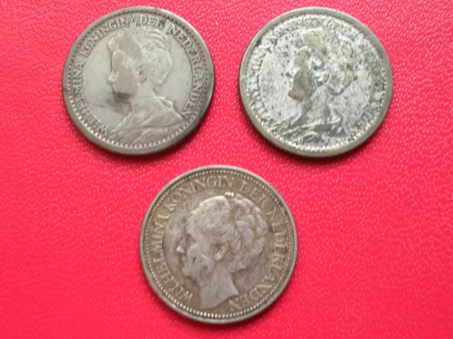 Pays Bas Lot De 3 Monnaies De 25 Centimes 1917 1918 1940  (A1098)