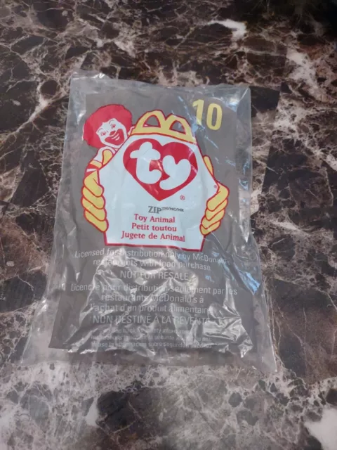 Ty Mini Beanie Baby-ZIP Black Cat #10 Mc Donalds Happy Meal 1998 MINT+MINT TAGS