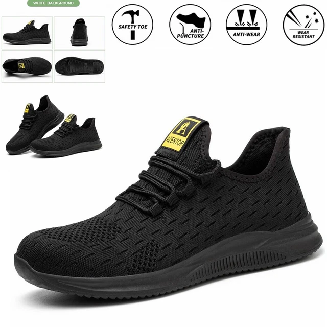 Lightweight Steel Toe Work Boots - Men's & Women's Safety Trainers, Comfort Plus, Black, UK Sizes 4-12