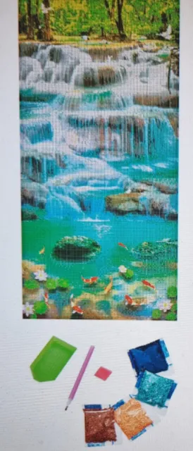 Diamond Painting Wasserfall Fische  Bild 30 x 60 cm Komplett Set 2