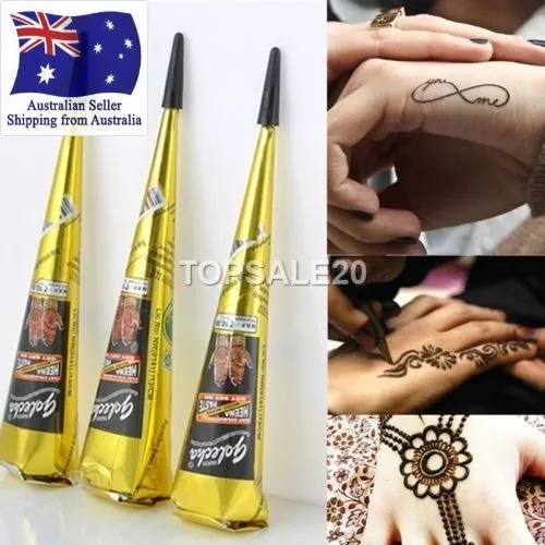 Natural Herbal Heena Mehndi Cones Temporary Tattoo Kit Body Henna Mehandi