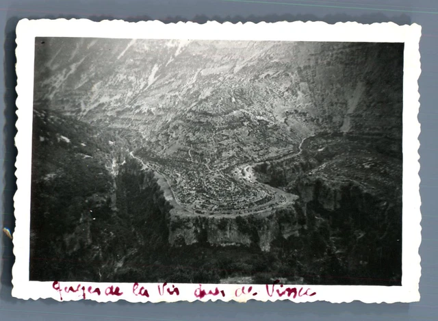 France, Gorges de la Vis Vintage Silver Print.  Vintage Silver Print