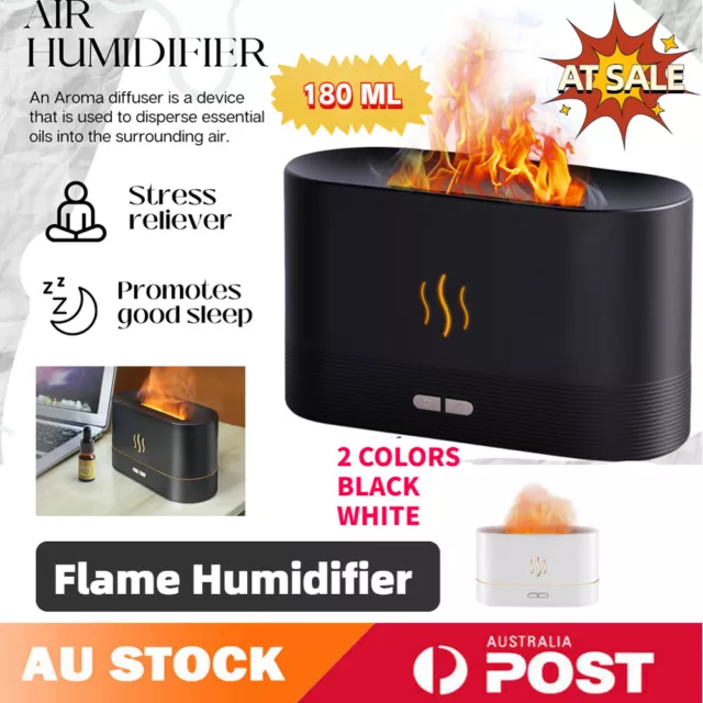 3D Flame Essential Oil Diffuser Aroma Humidifier USB Air Purifier Mist AUS 180ml