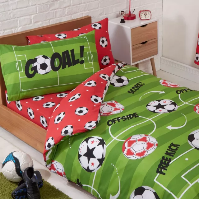 Football Rojo Menor Funda de Almohada y Nórdica Juego Niños Ropa Cama Niña