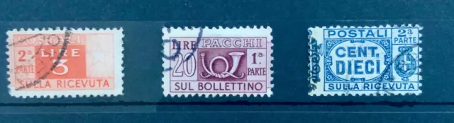 Italy Sulla ricevuta Sul bollettino 3 stamps used