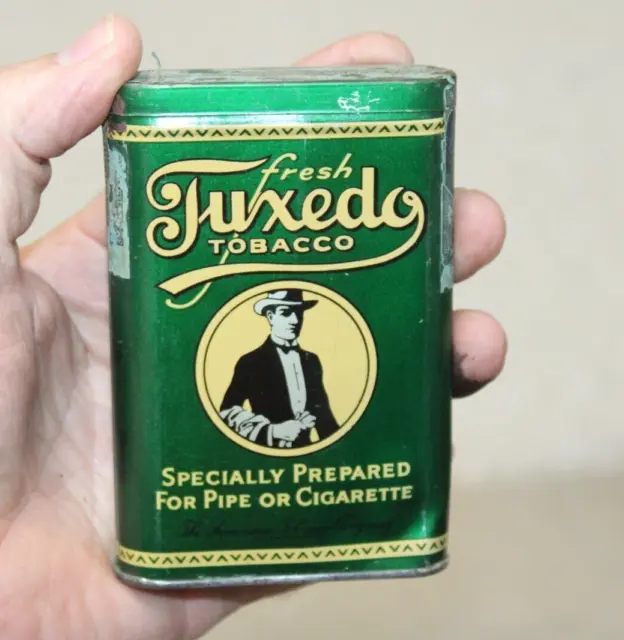 Vintage Tuxedo Vertical Pocket Tobacco Tin Antique Empty