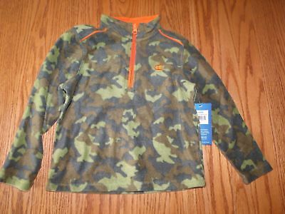 Nwt Boys Champion Boys Green Camouflage Orange Fleece 1/4 Zip Jacket 4 5/6 7/8