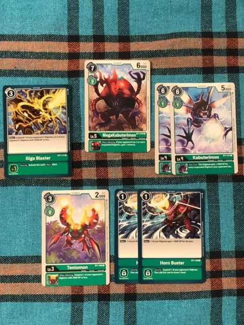 Digimon TCG Megakabuterimon Tentomon Kabuterimon Set Karte Green Grün Sammlung