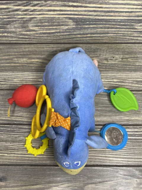 Disney Baby Plush Eeyore Blue Donkey Rattle Crinkle Teether Car Seat Toy 10"