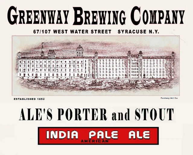 Vintage Style Greenway Brewing Co. Brewery, Beer Poster Art, Syracuse NY
