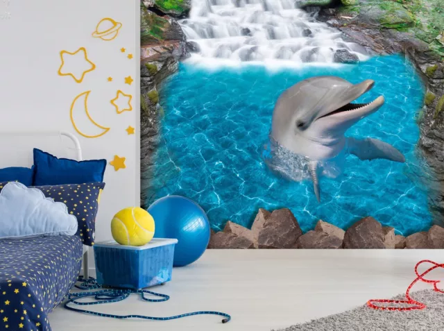 3D Creative Dolphin O1583 Wallpaper Wall Murals Removable Wallpaper Sticker Eve 2