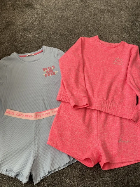 Girls pj pyjama bundle m&s shorts & top x2