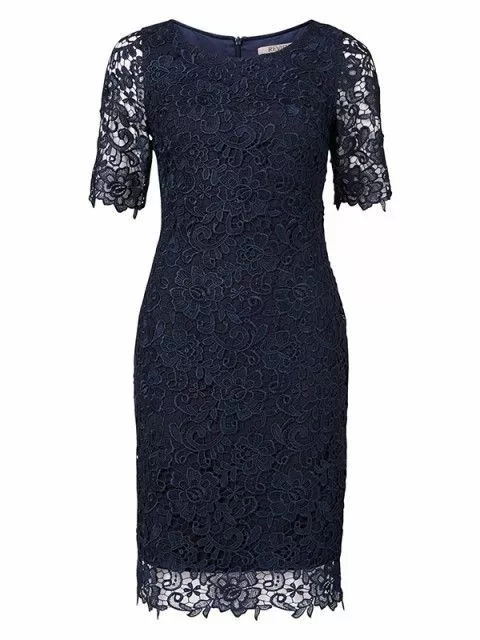 REVIEW Lace Sheath Dress Blue Short Sleeve  NWT  rrp $289.99 Size 6 US 2