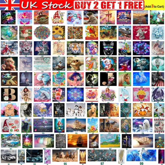 5D Full Drill DIY Diamond Painting Embroidery Mosaic Cross Stitch Kits Mural UK