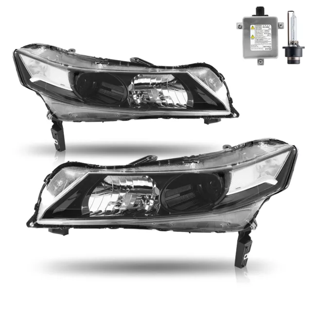 For 2009 2010 2011 2012 2013 2014 Acura TL Black Clear HID Headlights Pair