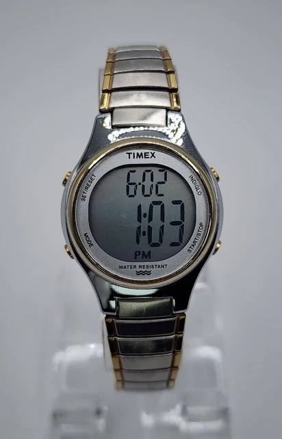 Timex Digital Display Women's Fashion Quartz Watch, Silver Case, Two Tone Band