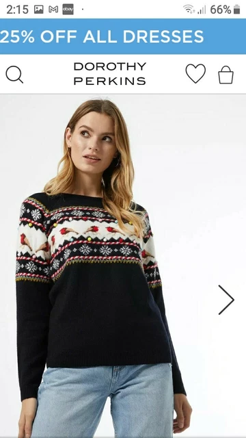 CHRISTMAS JUMPER SIZE Fair Isle Navy Robin Jumper