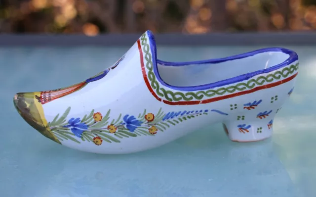 RARE SOULIER EN FAIENCE DE QUIMPER MARQUE AP VEUVE PORQUIER XIX me