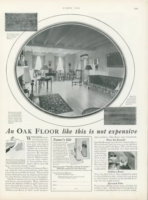 1926 Oak Flooring Bureau Natures Gift Illustrated Book Ad Vintage Print Ad HB1