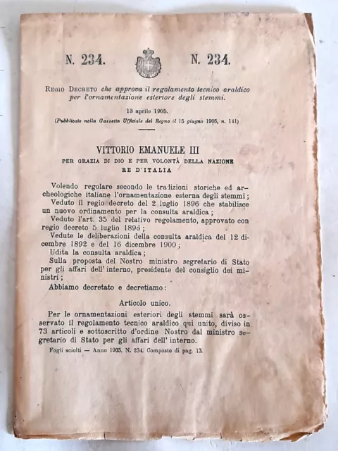 regio decreto VITTORIO EMANUELE III - N 234