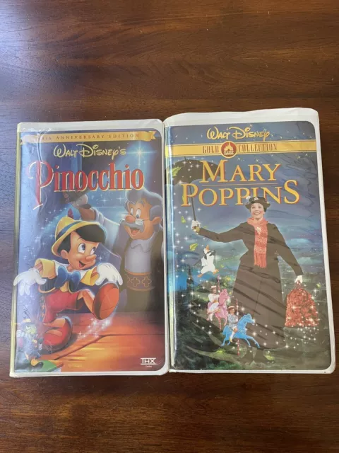 Rare Walt Disney’s Pinocchio 60th Anniversary Edition & Mary Poppins Gold VHS