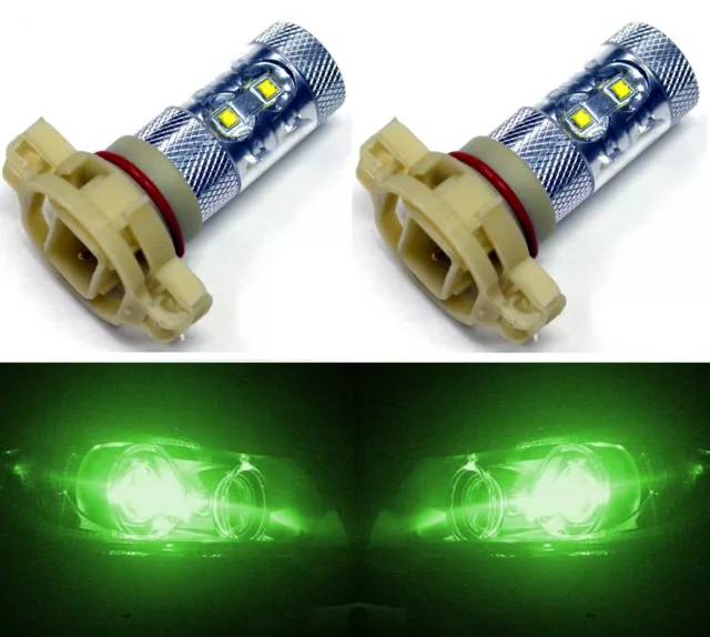 LED 50W 12085 5201 PS19W Green Two Bulbs DRL Daytime Light Replacement Lamp