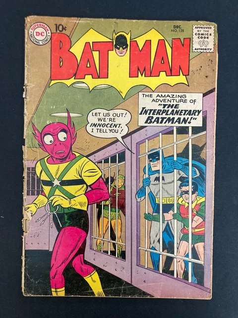 Batman 128 Good 2.0 1959 Alien Cover DC Comics Silver Age Sci-Fi 10 cent