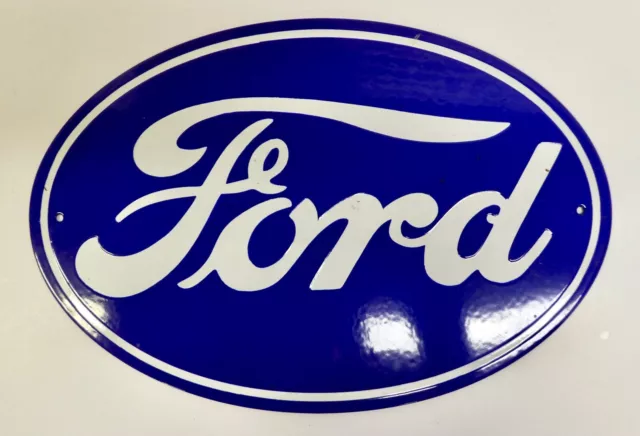 Large 18 inch FORD Porcelain Enamel Garage Sign Automobilia