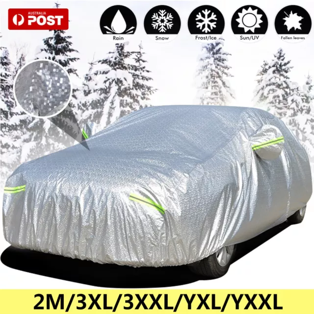 Large Car Cover Waterproof Aluminum 6 Layer UV Dust Hail Resitant Universal Size